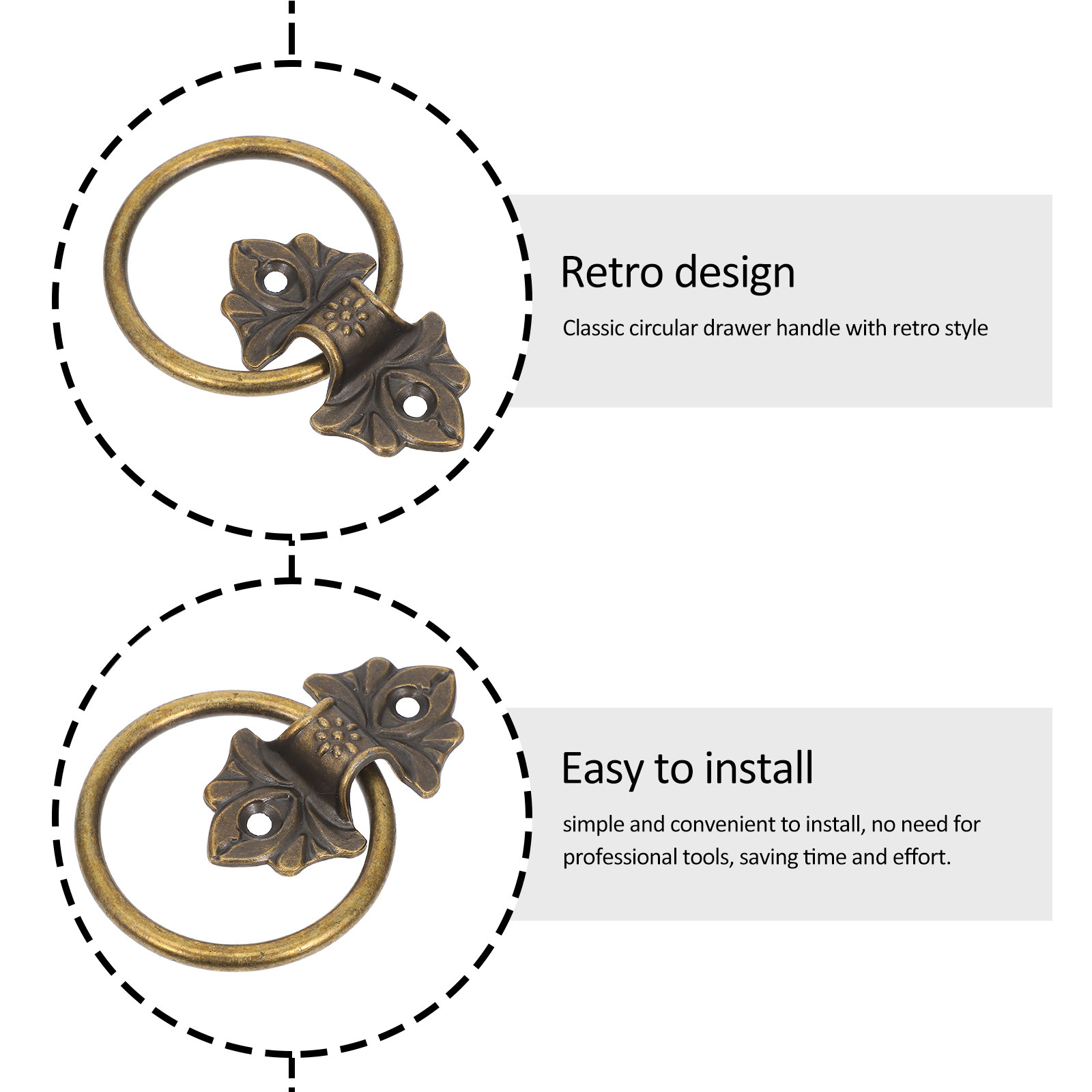 قطعتان من مقابض الأدراج الدائر - مراجعة Vintage Furniture Hardware Replacement وسعره
